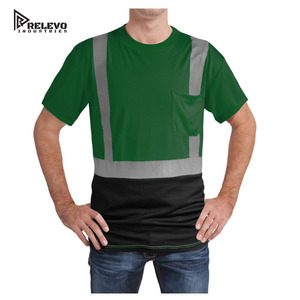 Camiseta de Seguridad de Alta Visibilidad Relevo Industries, Verde con Cinta Reflectante, Bolsillo, Ropa de Trabajo, Manga Corta para Hombre, Logotipo ANSI Clase 2 EN - Product Image 1