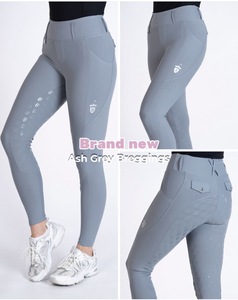 Ash Grey High Rise <b>Equestrian</b> Breeches Women's Slim Fit Riding Pants With Pockets Modern Style - Product Image 1