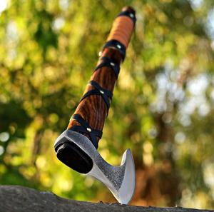 STEEL CRAFT INTERNATIONAL Hache-marteau à dos plat en acier au carbone forgé à la main, 18 pouces, manche en bois de frêne pleine longueur, qualité DIY, ODM 1 - Product Image 3