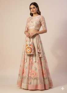 Sac de soirée artisanal en lin perlé, avec pompons de perles et broderies florales, style Potli traditionnel de créateur, pour femme, idéal pour les soirées de luxe - Product Image 3