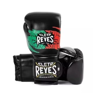 Gants de boxe professionnels Cleto Reyes, noir, vert, rouge, en cuir, à lacets, entraînement, 14 oz - Product Image 3