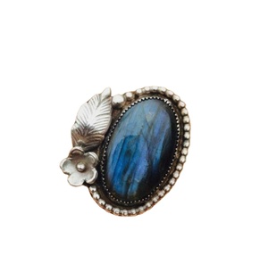 Bague de mariage en argent sterling 925 faite à la main avec pierre précieuse labradorite de feu bleu naturel prix d'usine en gros certifié IGI - Product Image 1