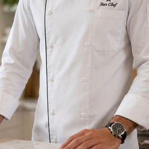 Eco-friendly <b>Cooling</b> Bamboo Woven Chef <b>Jacket</b> Mandarin Collar Long Sleeve Sustainable Breathable Uniform Restaurant Bar - Product Image 4