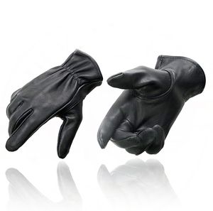 Samroz Sports Men's Black Cowhide Leather Gauntlet Motorcycle Hand <b>Gloves</b> - Product Image 4