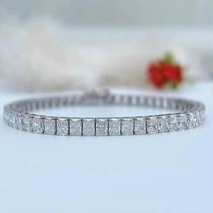 Round Brilliant Cut Moissanite Tennis <b>Bracelet</b> 925 <b>Silver</b> 14K/18K Gold Plated Luxury Unisex <b>Bangle</b> for Wedding Party Gift - Product Image 4
