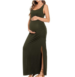 Nuevo Vestido de Maternidad 2026, Liso, Lavable, para Mujer, Ropa de Lactancia, Sin Mangas, Largo hasta el Suelo - Product Image 1