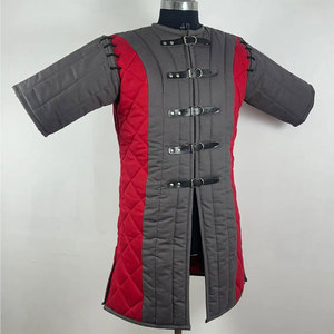 Gambesón Medieval Acolchado de Algodón Gris Rojizo, Chaqueta Acolchada para Reenactment Histórico, Disfraz Larp Vikingo con Cierres de Hebilla Delanteros - Product Image 1