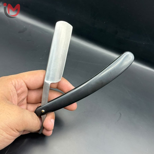 Men's Straight <b>Razor</b> Black Plastic Handle Stainless Steel <b>Blade</b> <b>Single</b> <b>Blade</b> Barber Shop Shaving Tool - Product Image 5