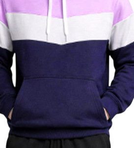 Sweat-shirt à capuche respirant en molleton 100 % coton de haute qualité pour homme, avec blocs de couleur et poche, modèle trois tons, idéal pour l'hiver - Product Image 4