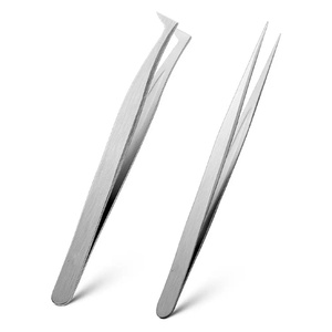 Precision Stainless Steel Anti-Static Eyelash Tweezers Smooth Tip Volume False Lash Application 10mm Pointed - Product Image 1