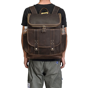 Vintage Leather <b>Backpack</b> Unisex Adjustable Strap Zipper Hasp Closure Durable Travel 36-<b>55L</b> Capacity outdoor travel <b>backpack</b> - Product Image 4