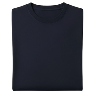 T-shirt Homme Oversize Manches Courtes Bleu Marine Logo Minimaliste Poitrine Coton Col Rond Décontracté Streetwear Vente en Gros OEM - Product Image 5