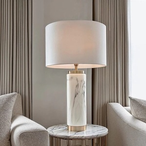 Refined Marble Living Room <b>Lamp</b> With Premium Cylindrical <b>Base</b> And Soft Relaxing Illumination Performance - Product Image 2