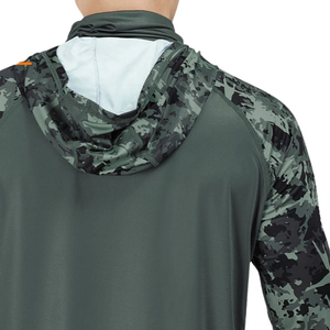 Unisex Camouflage Long Sleeve Hooded Fishing Shirt with Face Mask Waterproof UPF 50 Anti-UV Pullover <b>Top</b> Featuring Front Logo - Product Image 5