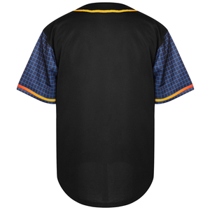 เสื้อซอฟต์บอลสีดำ แขนสั้น คอวี ติดกระดุมด้านหน้า พิมพ์ลายแบบซับลิเมชั่น ระบายอากาศได้ดี เป็นมิตรกับสิ่งแวดล้อม ซับเหงื่อ ผลิตจากโพลีเอสเตอร์ - Product Image 2