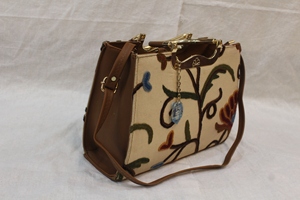 Embroidered ari work Square PU Leather Tote Bag Floral Pattern Shoulder <b>Handbag</b> Carryall for Daily Use and Travel - Product Image 6