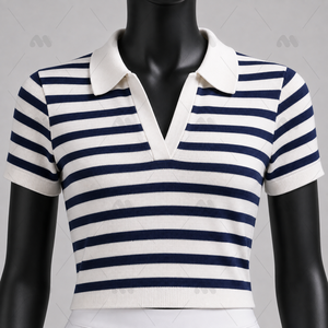 Ensemble de tenue de tennis pour femmes, haut polo rayé, jupe plissée, séchage rapide, logo personnalisé, service OEM - Product Image 5