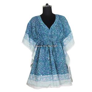 Robe de soirée africaine pour femmes, robes ethniques, robes courtes kaftan pour femmes KFCS056, meilleure fabrication de robes pour femmes avec impression à la main - Product Image 3