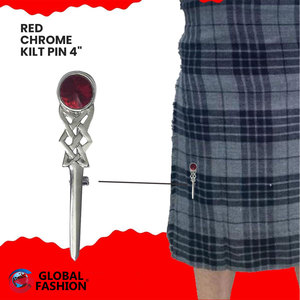 Pin para Kilt con Espada Celta, Nueva Marca, Accesorio Tradicional Escocés, Acabado Cromado, Color Rojo Cereza - Product Image 5