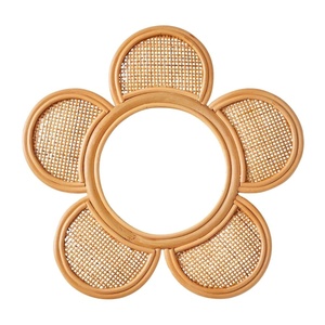 Flower Round Rattan <b>Mirror</b> Kids Furniture Wall Hanging <b>Mirror</b> Nursery Room Woven Petal Wall Decor Wholesale - Product Image 1