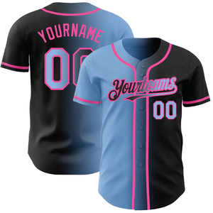 Maillot de baseball gaufré pour jeunes, grande taille, à manches courtes, dégradé bleu-noir, séchage rapide, style streetwear, pour l'entraînement, idéal pour l'été - Product Image 1