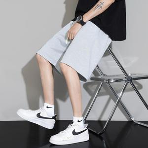 Shorts cinq-quarts pour homme en soie glacée, coupe ample, respirants, unis, décontractés, sportifs et polyvalents, en nylon/coton tricoté, pour l'été - Product Image 5