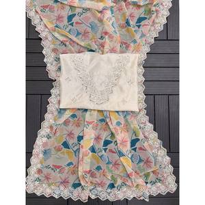 Sari de Diseño Hecho a Mano para Fiestas, con Estampado Floral, Bordado y Lentejuelas, Silueta Recta, Cintura Natural, Hecho de Organza - Product Image 4