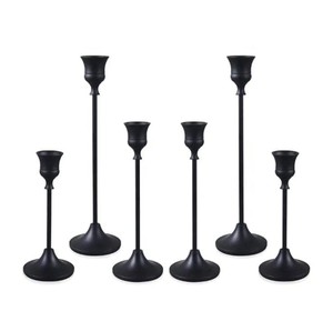 Modern Matte Black Taper Flameless <b>Candle</b> Holder <b>Set</b> Handmade Eco-Friendly Christmas Easter Home Decor Heavy-Duty Iron/Zinc - Product Image 3