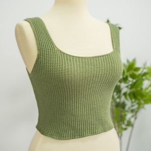 Top corto de punto 100% acrílico con cuello, embalaje personalizado disponible, tejido de punto de Vietnam, estilo sencillo. - Product Image 1