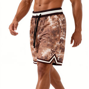 Pantalones Cortos Deportivos de Malla de Alta Calidad con Cintura de Cordón en Contraste, Pantalones Cortos de Baloncesto Retro para Hombre con Bolsillos Laterales con Cremallera - Product Image 1