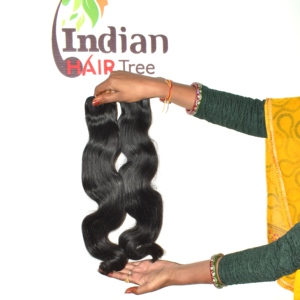Cheveux Remy indiens non traités, soyeux et doux, couleur noire, ondulés, à pointes épaisses et coupées brutes, cuticules alignées, pour femmes - Product Image 3