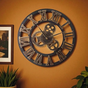 Industrial Style <b>Wall</b> <b>Clock</b> Perfect For Living Room And Office Adds Raw And Modern Urban Interior <b>Decor</b> Appeal From India - Product Image 3