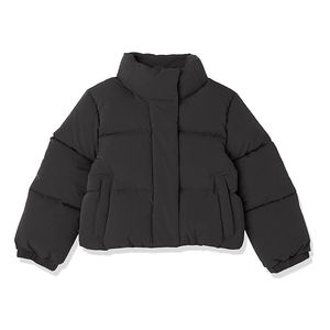 Doudoune courte d'hiver brillante et fine à capuche pour femme, style streetwear personnalisé, avec fermeture éclair classique et tricoté effet peigné - Product Image 2