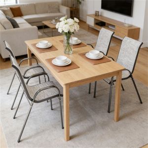 Set di 4 Sedie da Esterno Grigie Miste con Schienale per Terrazzo e Giardino, Senza Tavolo, Solo Sedie - Product Image 1