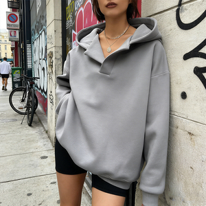 Sweat-shirt à capuche vert surdimensionné pour femme, pull à manches longues, décontracté, pour l'automne - Product Image 3