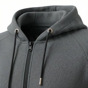 Survêtement gris à capuche en polaire respirant pour homme, fermeture éclair intégrale, poches latérales, couleur unie, vêtements de sport décontractés, tenue d'hiver, coupe classique - Product Image 4