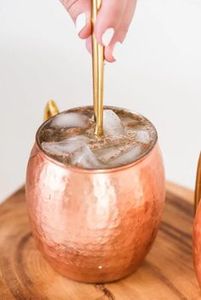 Copper mule mug set for vineyard sunset refreshment hosting hammered finish metal <b>cups</b> durable <b>reusable</b> serving party mugs - Product Image 3