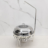 Chauffe-Plat Suspendu de Luxe en Acier Inoxydable 8L en Forme de Goutte d'Eau Argentée pour Buffet, Hôtel, Restaurant, Mariage