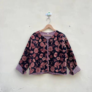 Veste décontractée unisexe en coton matelassé, imprimé floral réversible, en velours, faite à la main, style indien, coupe régulière, écologique et respirante - Product Image 1