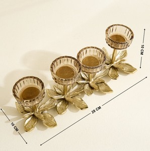 Natural Gold Metal Durable 4-Cup Tea Light Candle Holder Eco-Friendly Handmade Home <b>Decor</b> Christmas Easter <b>Table</b> - Product Image 3