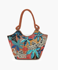 Sac à main pour femme de style bohème indien, grande capacité, fait à la main, sac de soirée, pochette de shopping, style bohème, vente en gros - Product Image 3