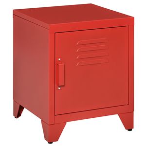 Adjustable Shelf Industrial Side <b>Table</b> with <b>Storage</b> Locker-Style Door Living Room <b>Console</b> <b>Table</b> in Red - Product Image 1