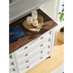 Commode haute rustique en bois de style ferme à 8 tiroirs pour chambre et salon - Product Image 3
