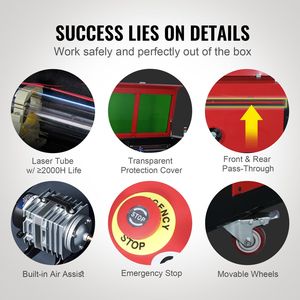 Incisore Laser CO2 60W 16 X 24 19.7 IPS, Macchina da Taglio Laser con Assistenza Aria a 2 Vie, Compatibile con LightBurn e CorelD per Incisione - Product Image 6