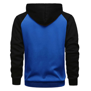 Sweat-shirt à capuche zippé noir à manches raglan, coupe oversize, décontracté, pour le printemps, en molleton bouclette 100% coton respirant - Product Image 6