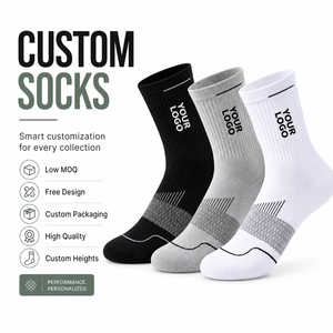 Custom Logo Crew <b>Socks</b> Men Sport Breathable Knitted Athletic <b>Socks</b> With Design Print Spring Season - Product Image 1