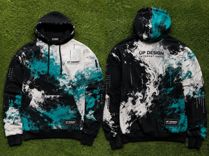Sudadera con Capucha Personalizada para Hombre, Estilo Urbano, Invierno, Negra, Blanca y Verde Azulado, Talla Grande, Cuello Redondo, Gruesa, Informal, Corte Regular - Product Image 6