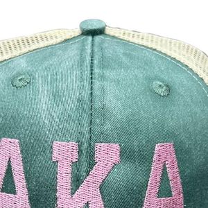Gorra Trucker AKA Skee Wee Rosa y Blanca de Malla, Gorra de Béisbol Ajustable con Cierre a Presión, Gorro Casual para Mujer de la Hermandad Griega - Product Image 5