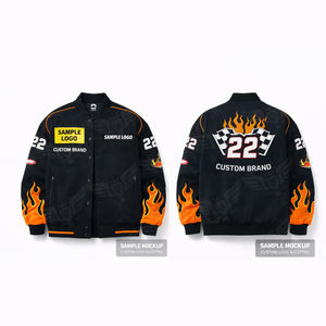 Chaqueta Varsity Personalizada Flame Racing, Chaqueta Bomber con Logotipo Personalizado, Chaqueta Vintage de Motociclismo y Streetwear - Product Image 4