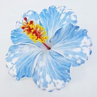 Sunne Tropical Fleurs d'Hibiscus Hawaïennes Artisanales en Mousse EVA et Tissu Polyester avec Motif Tatouage Spécial Imprimé (Lot de 16 Couleurs, Pack de 100)